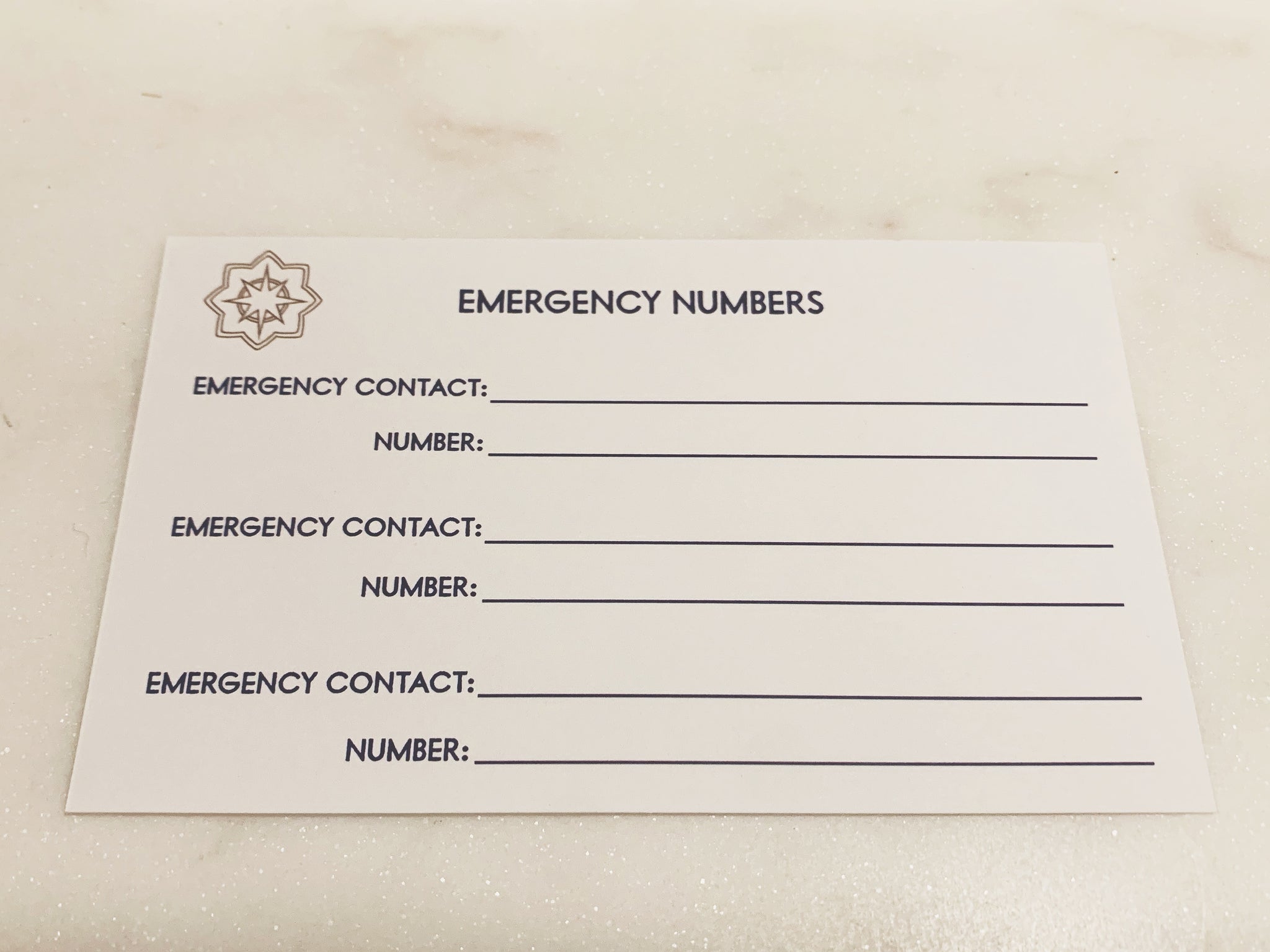 Emergency Contact Cards (Pack of 10)